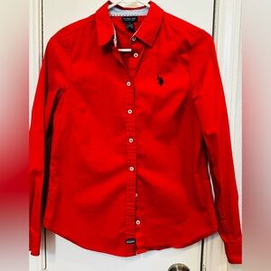 U.S. Polo Assn. Red Shirt with Striped Collar